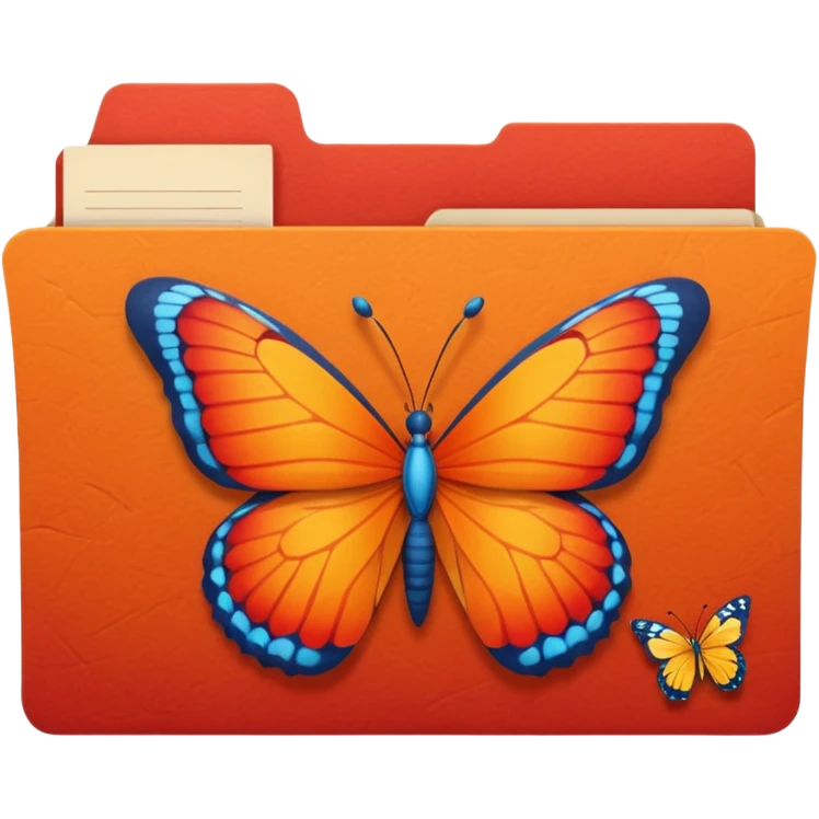 red and orange file folder with butterfly on the cover emoji