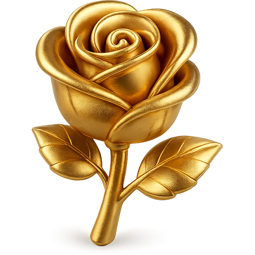 gold rose cartoon style emoji