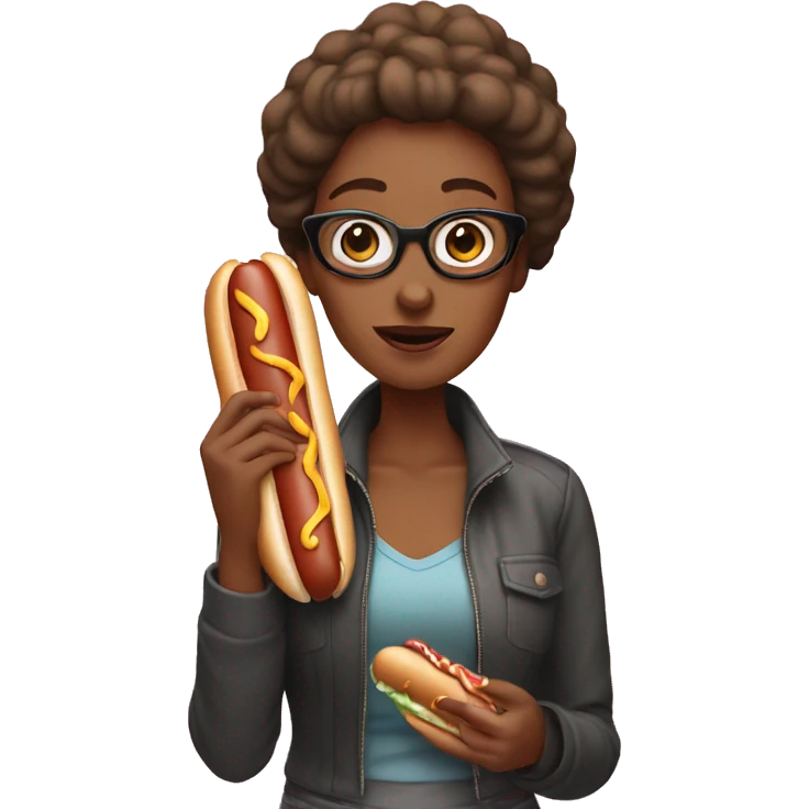 Woman eating hot dog with no bun emoji