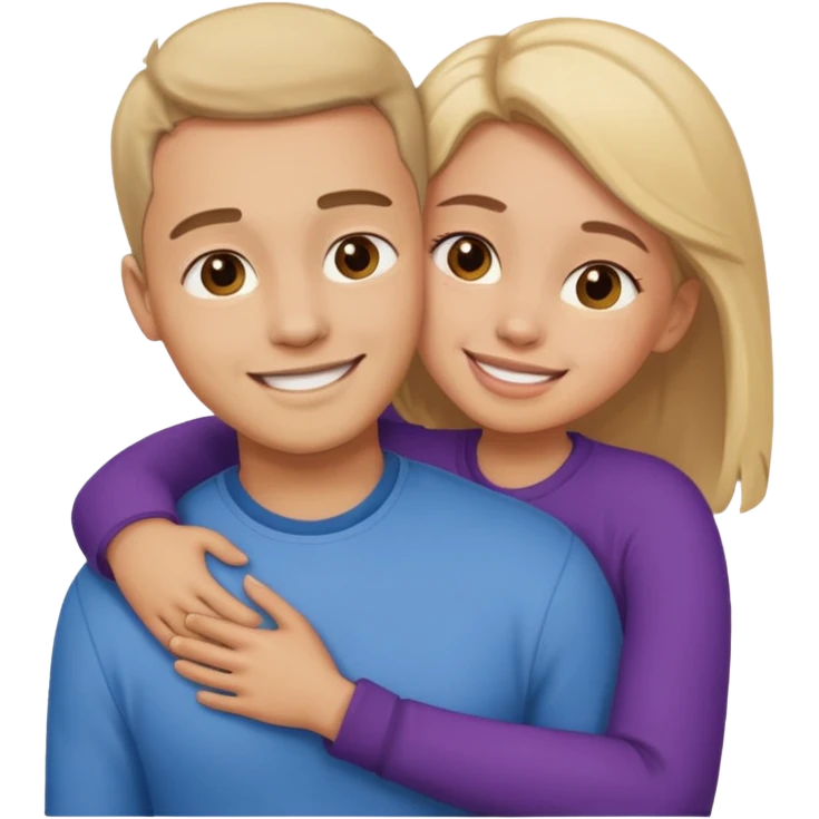 Texte ´Gros câlin’, en dessous un homme serre sa sœur dans ses bras emoji