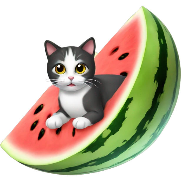 Cat on a watermellon emoji