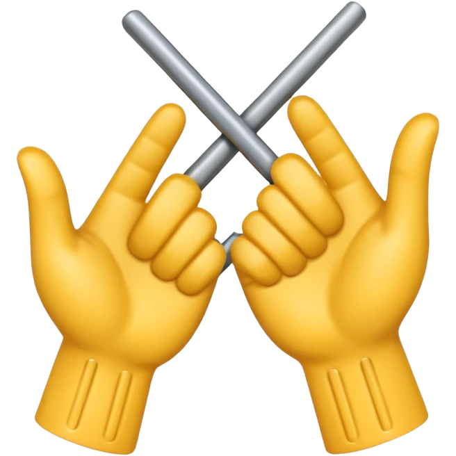 Apple-style 3D emoji showing two cartoon hands bending a thin metal or plastic rod, with small motion lines around the center to show tension and bending force, dynamic and expressive design, no background. emoji