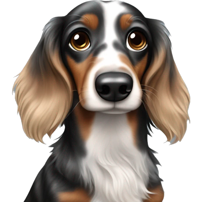 Black & brown Merle long haired Dachshund emoji