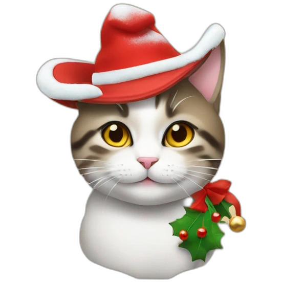 un gato con sombrero de navidad emoji