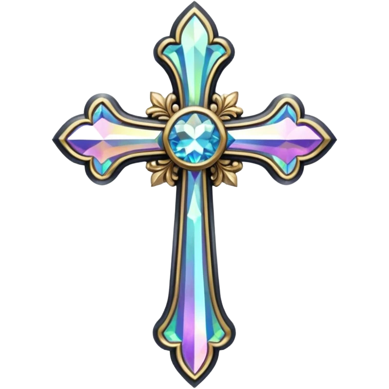 Gothic iridescent diamond cross emoji