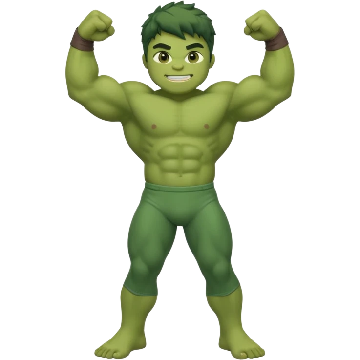 kid hulk flexing arms full body long pants and smiling emoji