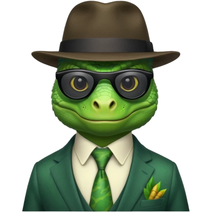 capitalist iguana banker godfather with black sunglasses emoji