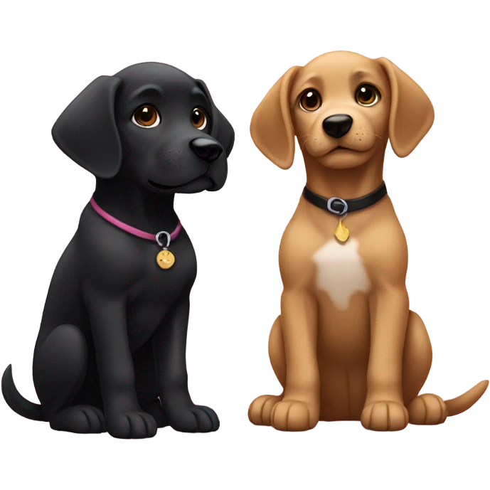 Tan puppy black puppy emoji