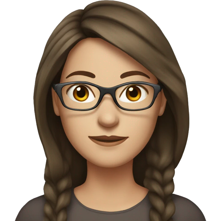 Brunette woman in her mid-30s with glasses and long hair, white woman emoji
