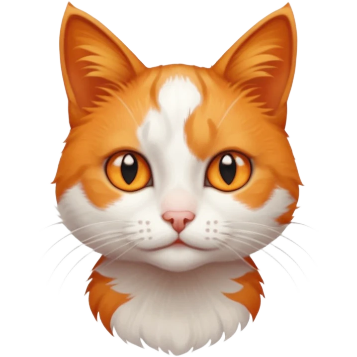 tiny + skinny ginger and white cat with deep orange eyes emoji