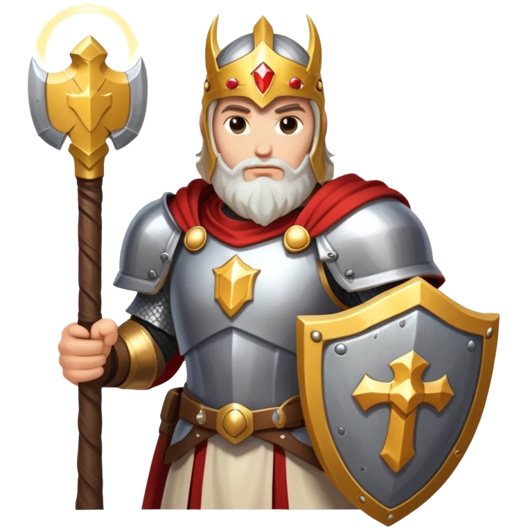 paladin hero with holy shield and glowing hammer emoji