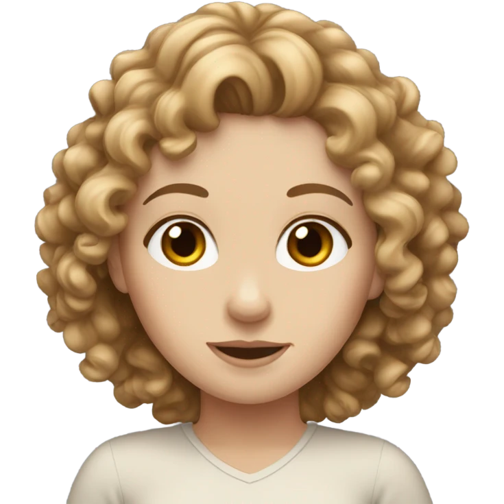 White girl with curly brown hair emoji