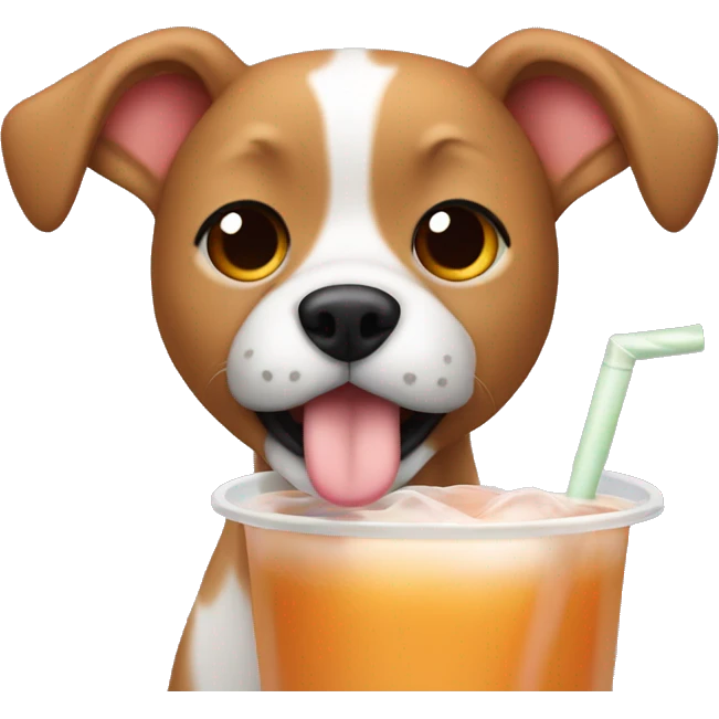Dog drinking boba tea emoji