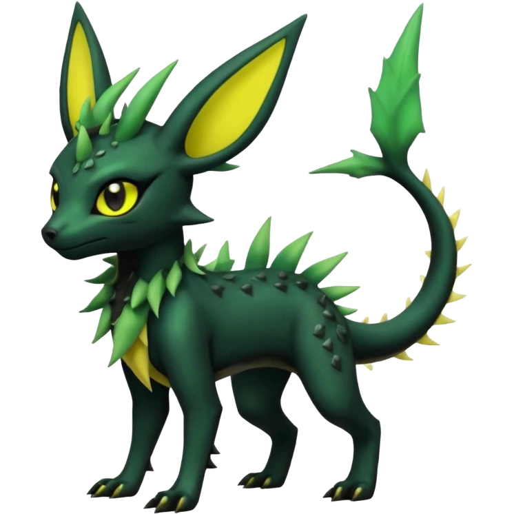 Dark Edgy Salandit-Leafeon-Umbreon-Fakémon-hybrid-creature (full body)  emoji