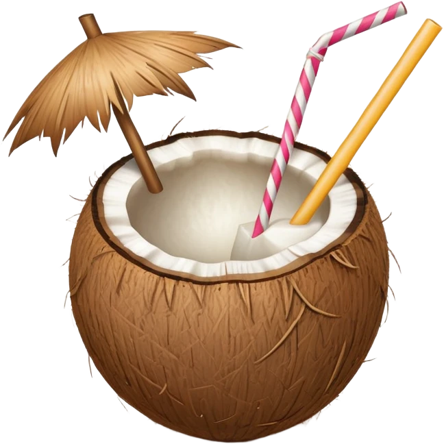 Straw in a coconut emoji