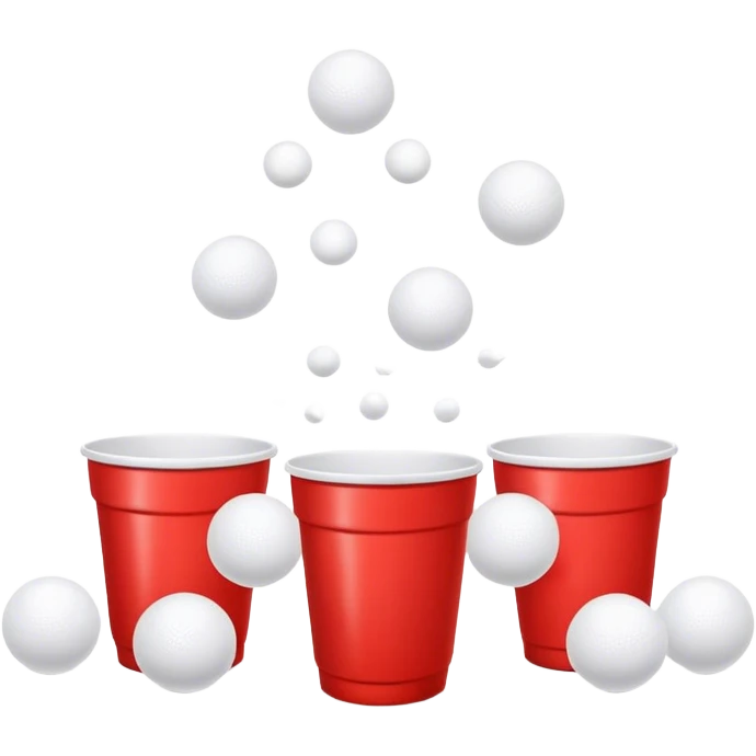 a couple red cups and white ping pong balls emoji