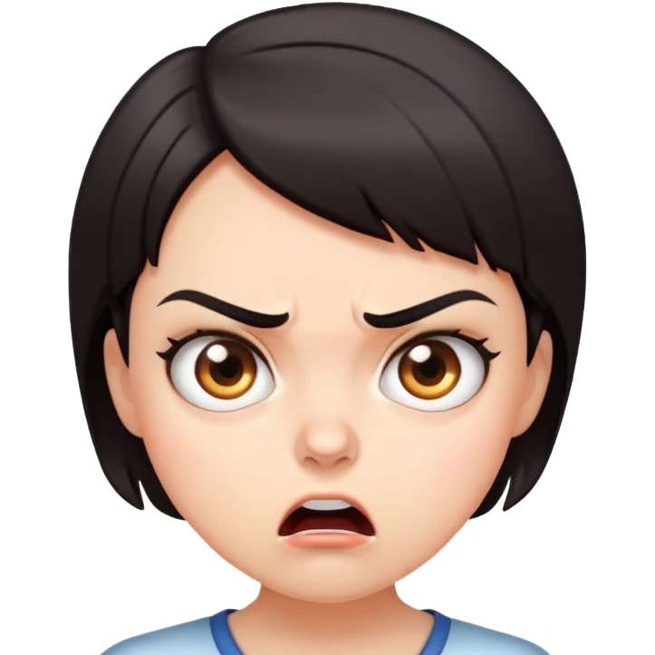 angry surprised girl with short dark hair emoji