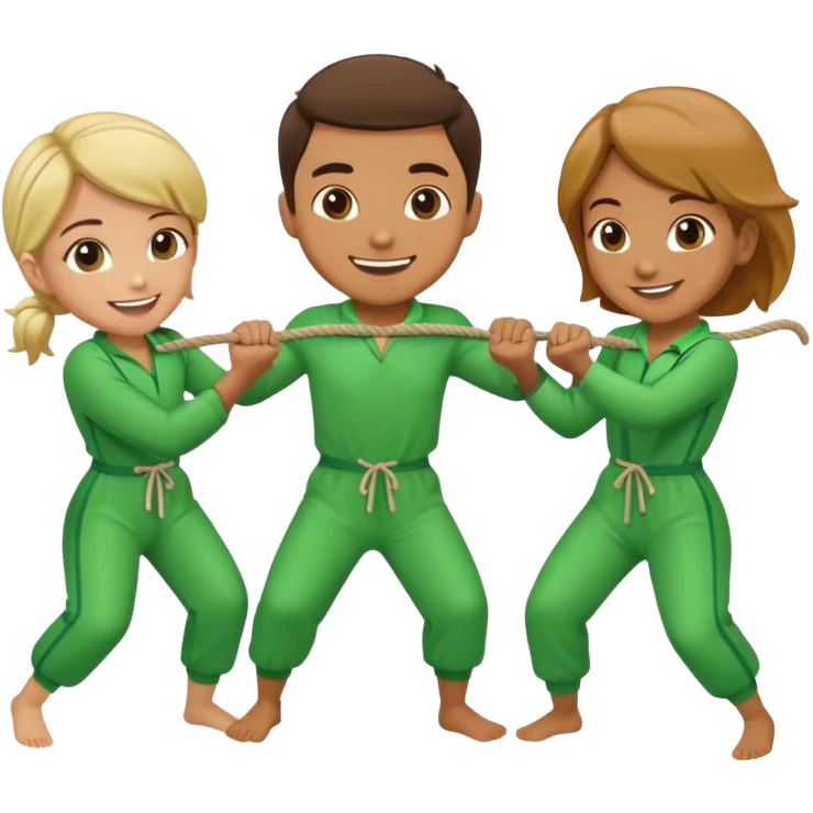 People in green jumpsuits playing tug of war emoji