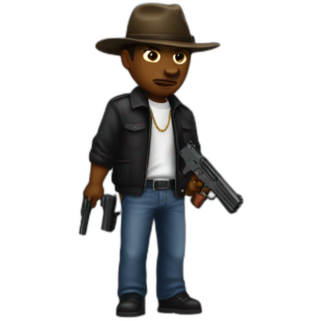 Gangster with a gun in the gang bloods emoji