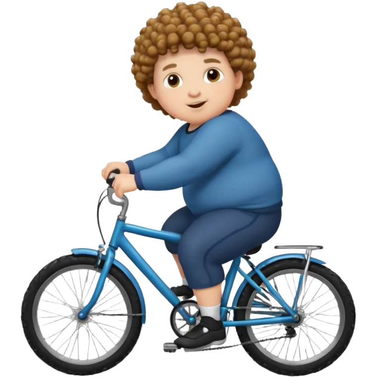 кудрявый толстый мальчик едет на велосипеде  emoji