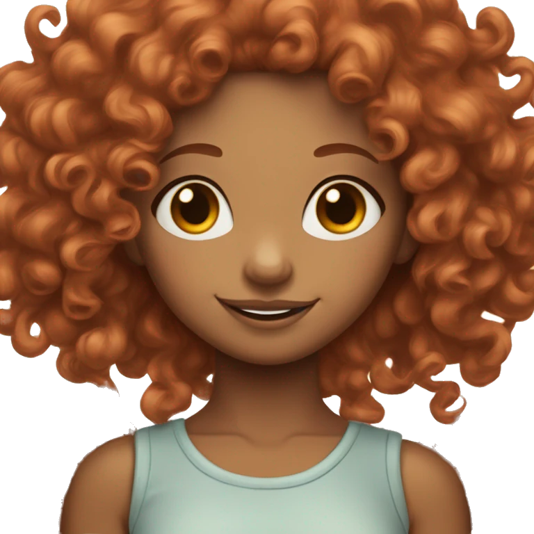 light brown skin girl with dimples and red curly hair emoji
