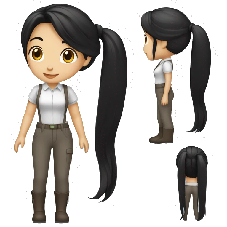 engineer girl long black hair emoji