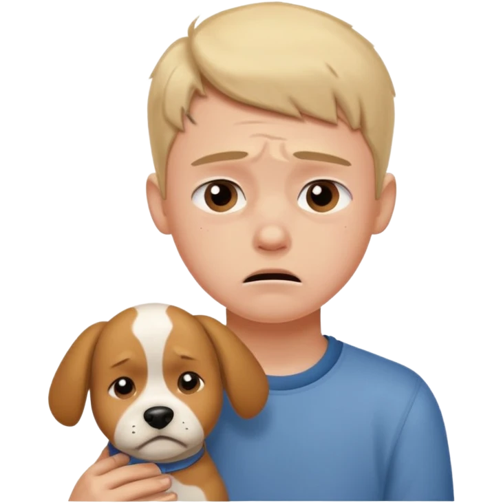 a very upset boy who lost her dog emoji