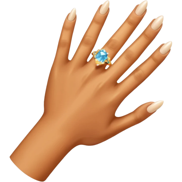 Caramel right hand with diamond ring on rong finger emoji