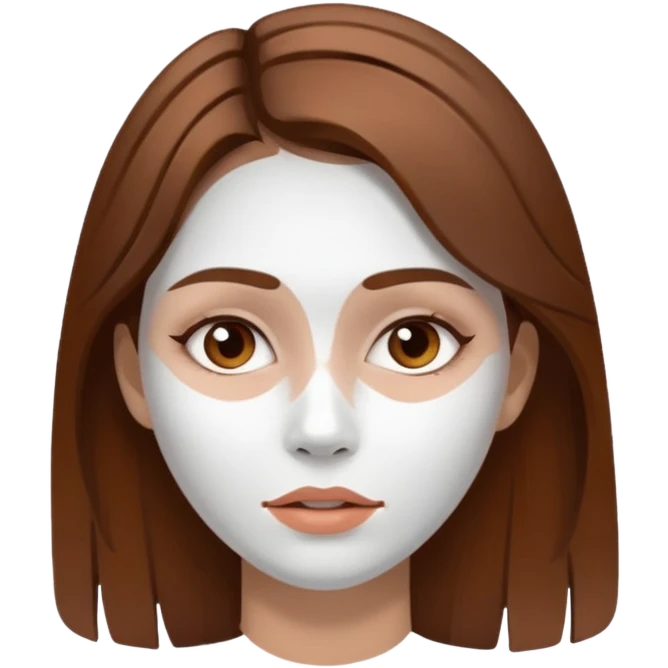Brown hair woman, white paint in face emoji