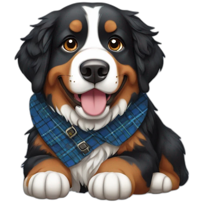Bernese mountain dog wearing a scottish kilt emoji
