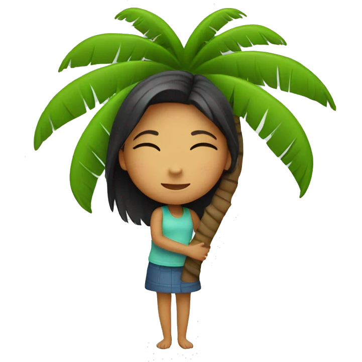Girl hugging palm tree emoji