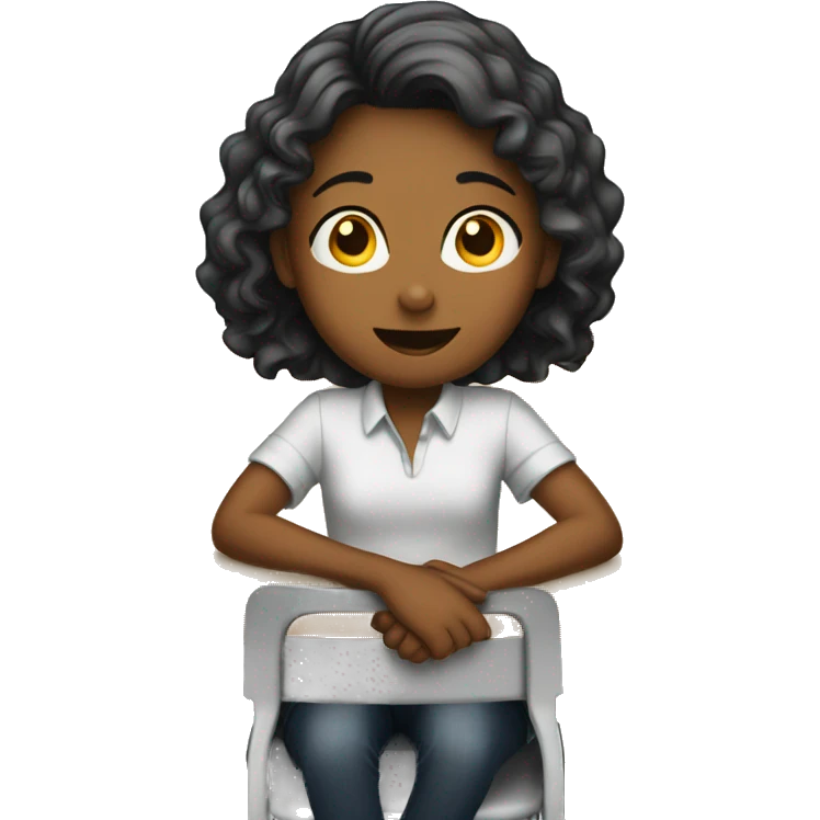 the girl is sitting under the desk emoji