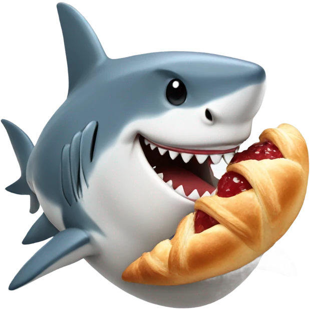 a shark with a crasont  emoji