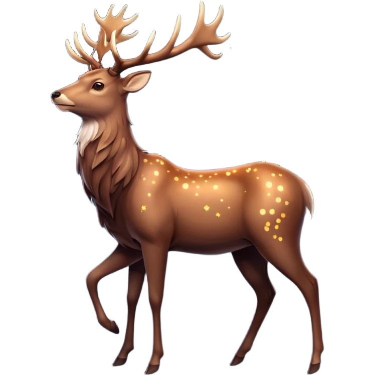 Celestial Stag emoji – full body, majestic stag with tall glowing antlers shaped like constellations, starry highlights on body, slight side angle emoji