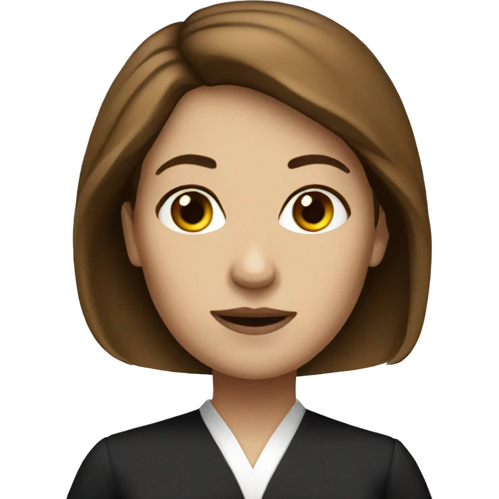 White female lawyer long brown hair emoji
