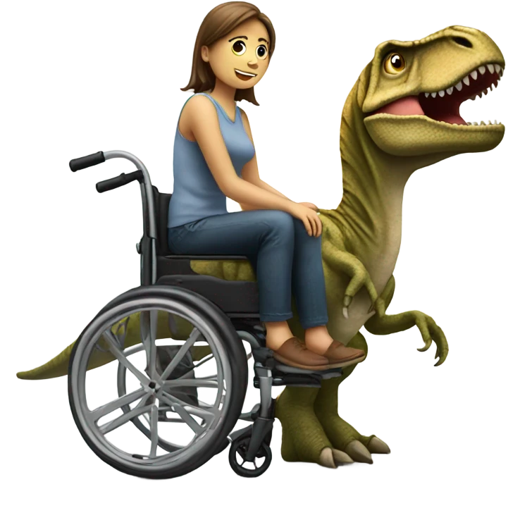 Human on a T rex in a wheelchair emoji