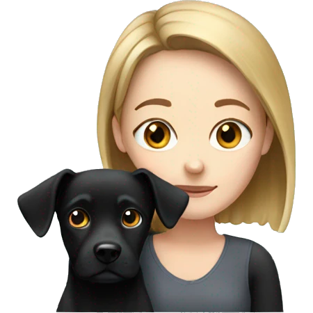 White Girl and black dog emoji