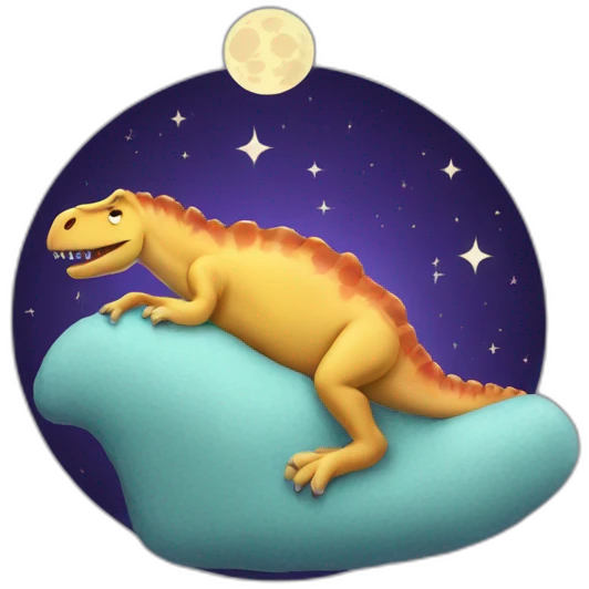 dinosaure sleeping on moon emoji