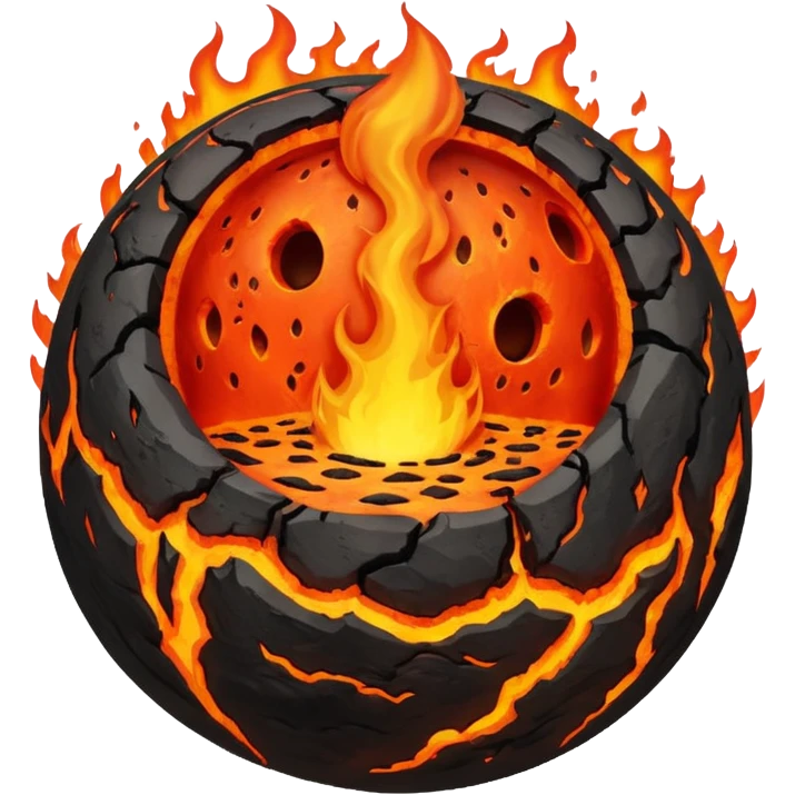 sphere globe planet, surface covered with lava and hole emoji