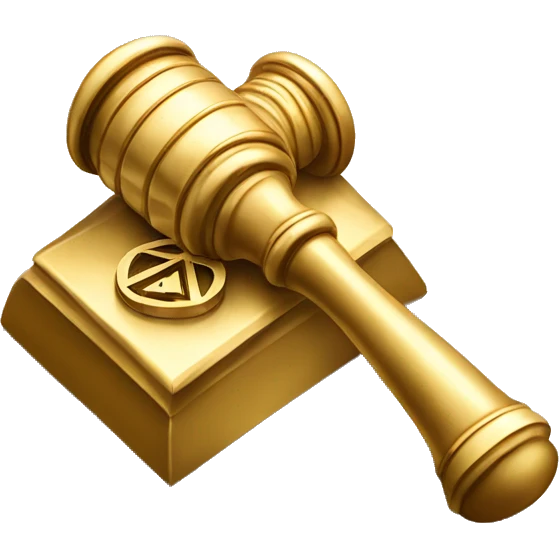 gold gavel with freemason logo and letter g emoji