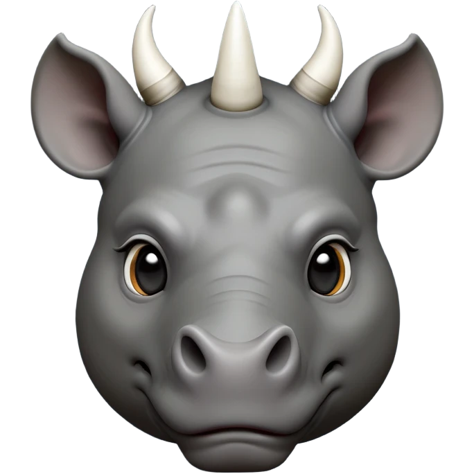 cinematic-noble--rhinoceros-portrait-emoji,slate-grey-hide-poised-and-regal,-with-a-massive,-powerful-build-and-a-thick,--deep-set-soulful-piercing-eyes,-simplified-yet-sharp-and-sophisticated-features,-highly-detailed,-large-black-eyes, white horn, front facing emoji