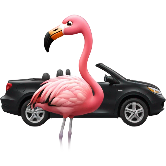 Flamingo in a convertible emoji