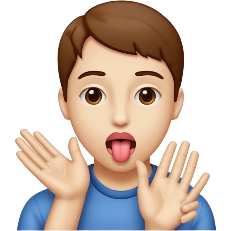 Tongue out with hands to the side  emoji