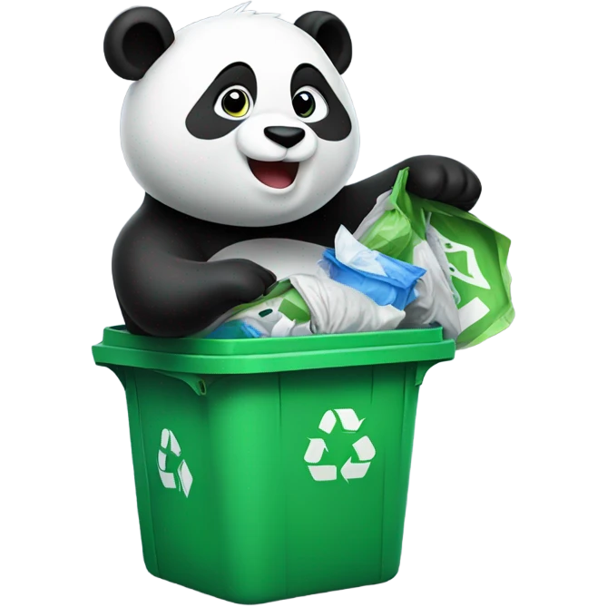 A panda throwing out the trash emoji