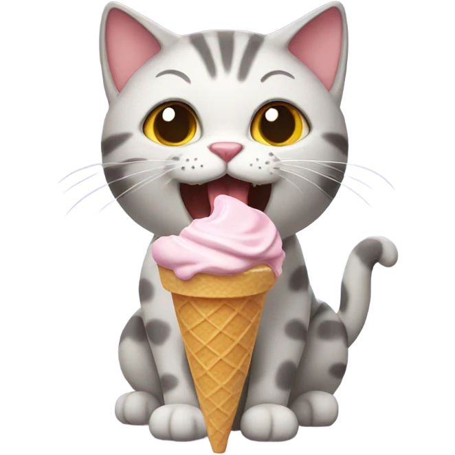 Cat eating ice cream emoji