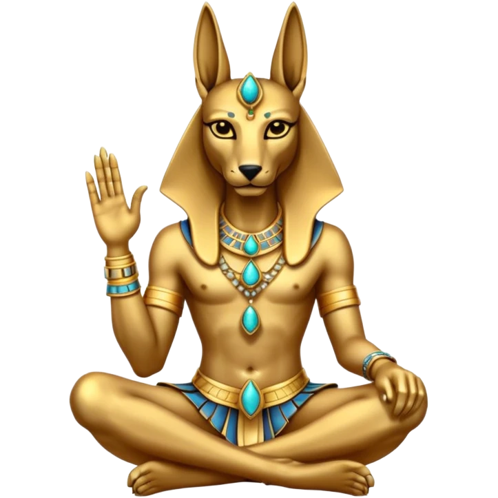 Ancient style lavishly adorned anubis staged formally sitting posed emoji