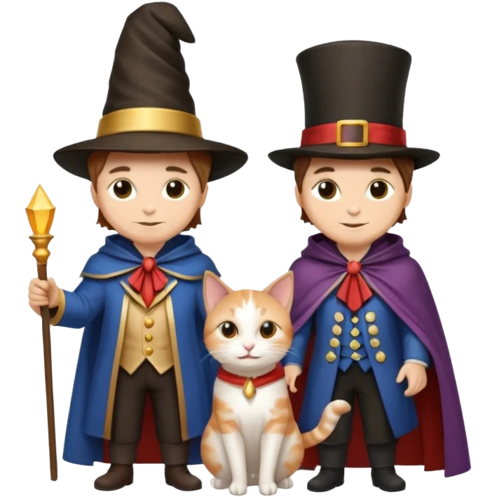 magician couple and their pet cat emoji