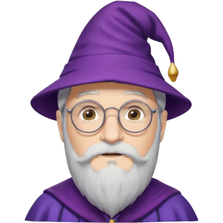 dumbledore white hair, wear glasses, purple magic hat emoji