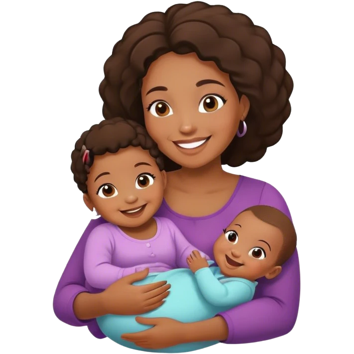 African American Mom and Baby Girl emoji