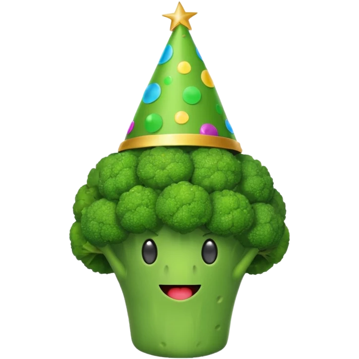 brocolli wearing party hat emoji